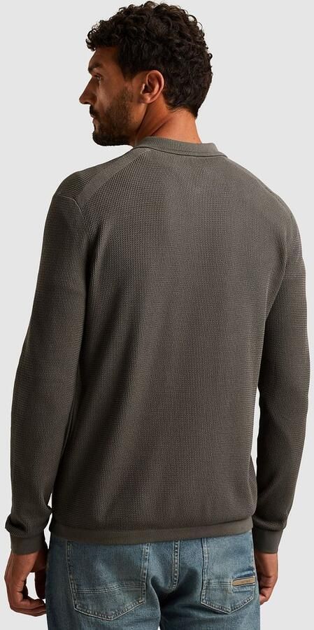 Cast Iron Longsleeve Half-Zip Polo Structure Antraciet - Foto 3