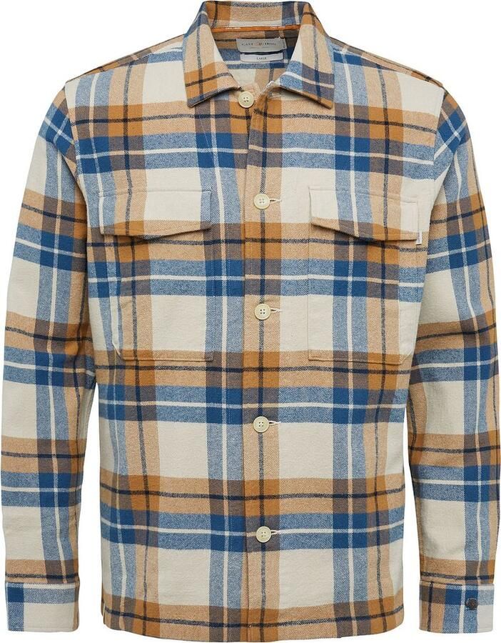CAST IRON Heren Overhemden Long Sleeve Shirt Big Yarn Dyed Check Regular Fit Camel - Foto 5