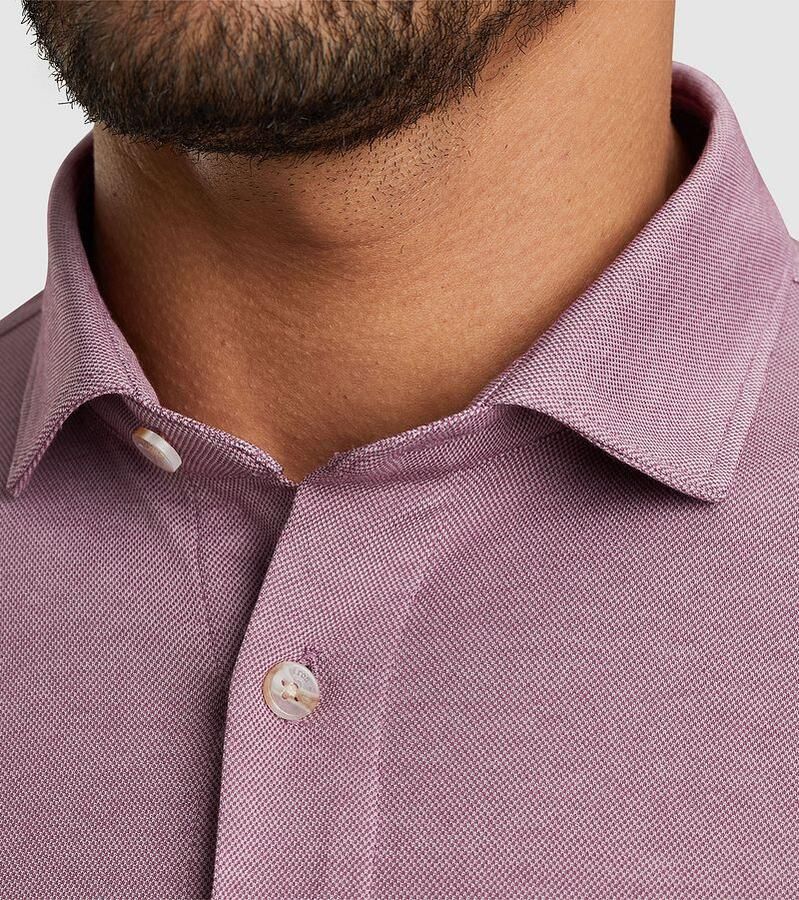 Cast Iron Overhemd Lange Mouw Overhemd Jersey Piqué Mauve