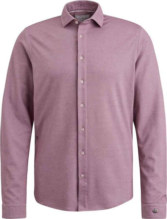 Cast Iron Overhemd Lange Mouw Overhemd Jersey Piqué Mauve