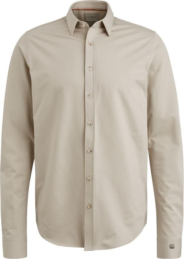 CAST IRON Heren Overhemden Long Sleeve Shirt Twill Jersey 2 Tone Zand - Foto 12
