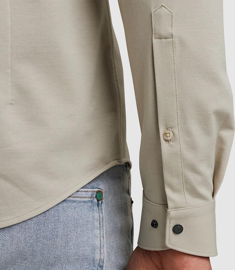 CAST IRON Heren Overhemden Long Sleeve Shirt Twill Jersey 2 Tone Zand - Foto 9