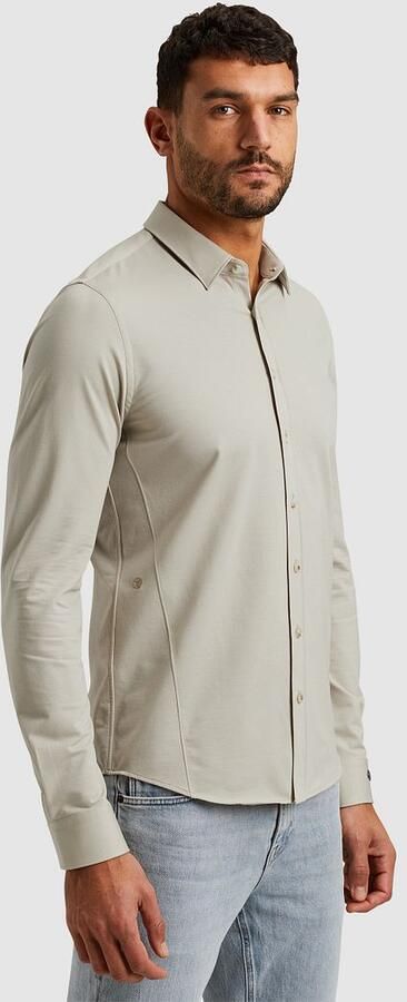 CAST IRON Heren Overhemden Long Sleeve Shirt Twill Jersey 2 Tone Zand - Foto 11