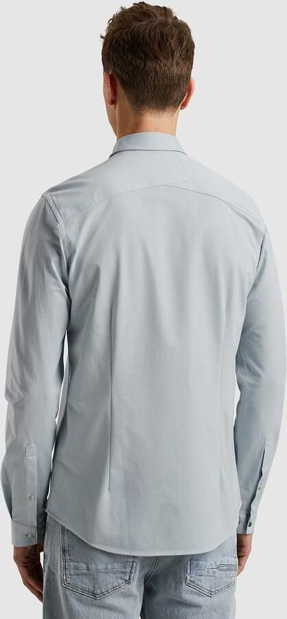 CAST IRON Heren Overhemden Long Sleeve Shirt Twill Jersey 2 Tone Blauw - Foto 10