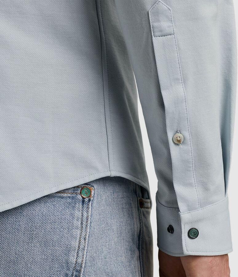 CAST IRON Heren Overhemden Long Sleeve Shirt Twill Jersey 2 Tone Blauw - Foto 9