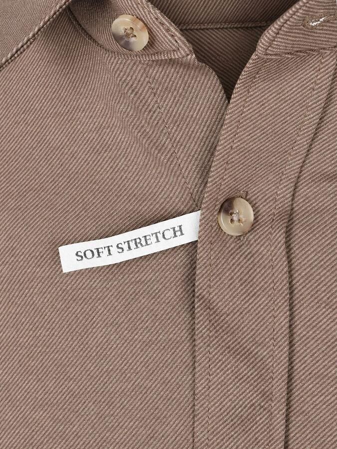 Cast Iron Overhemd Lange Mouw Overhemd Twill Jersey Walnut - Foto 5
