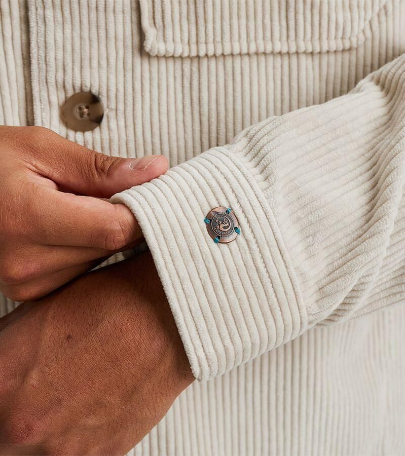 CAST IRON Heren Overshirts Long Sleeve Shirt Solid Ribcord Wit