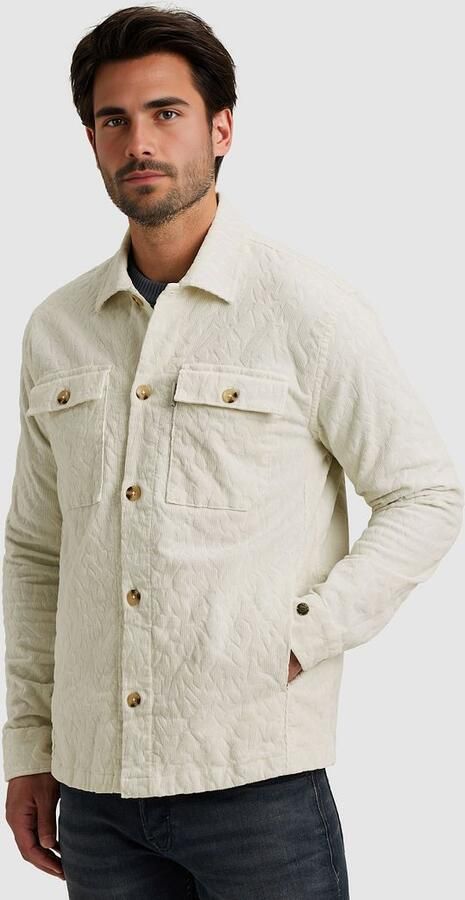 CAST IRON Heren Overshirts Ribcord Tonal Print Ecru - Foto 8