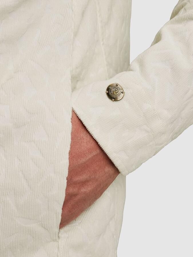 CAST IRON Heren Overshirts Ribcord Tonal Print Ecru - Foto 7