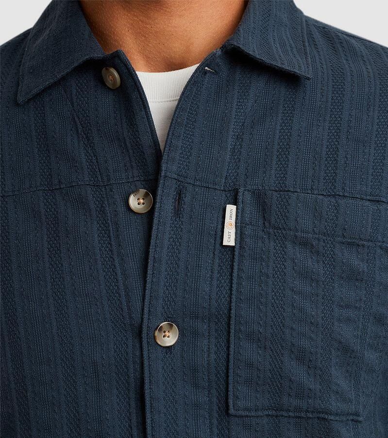 Cast Iron Sweater Overshirt Dobby Stripe Navy - Foto 3