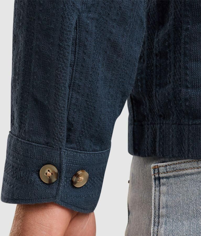 Cast Iron Sweater Overshirt Dobby Stripe Navy - Foto 5