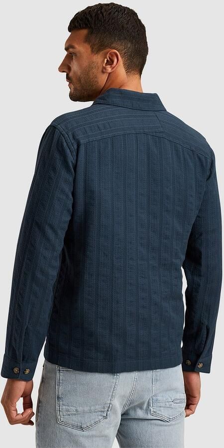 Cast Iron Sweater Overshirt Dobby Stripe Navy - Foto 6
