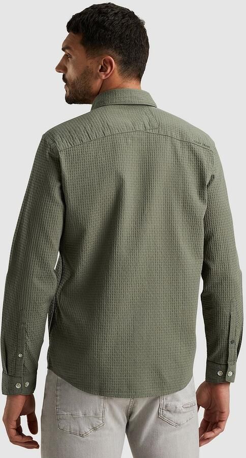 CAST IRON Heren Overhemden Long Sleeve Shirt Square Structure Regular Fit Groen - Foto 4