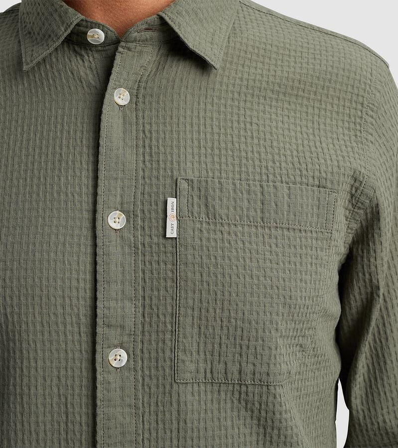 CAST IRON Heren Overhemden Long Sleeve Shirt Square Structure Regular Fit Groen - Foto 2
