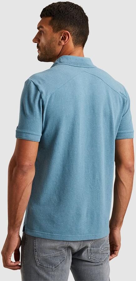 CAST IRON Heren Polo's & T-shirts Short Sleeve Polo Popcorn Jersey Melange Blauw - Foto 4