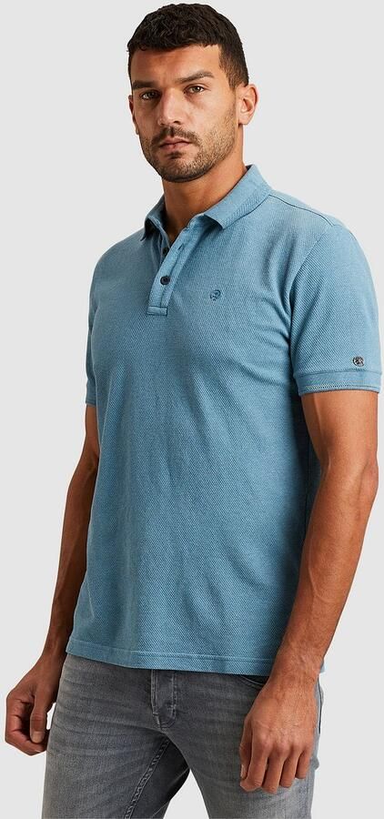 CAST IRON Heren Polo's & T-shirts Short Sleeve Polo Popcorn Jersey Melange Blauw - Foto 3