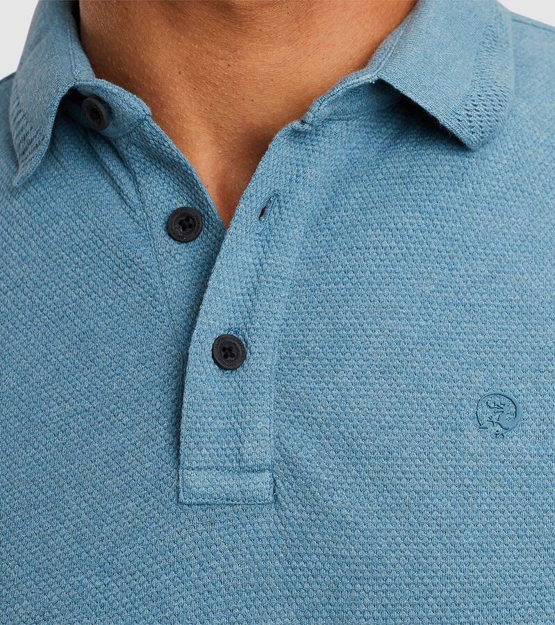CAST IRON Heren Polo's & T-shirts Short Sleeve Polo Popcorn Jersey Melange Blauw