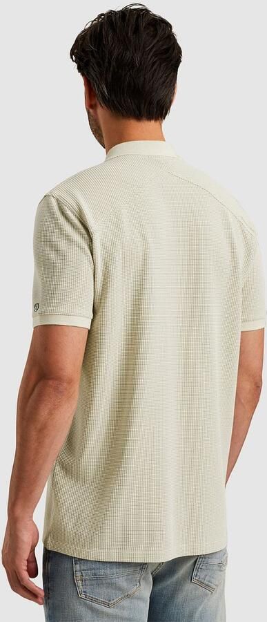 Cast Iron regular polo met ingebreid patroon grijs