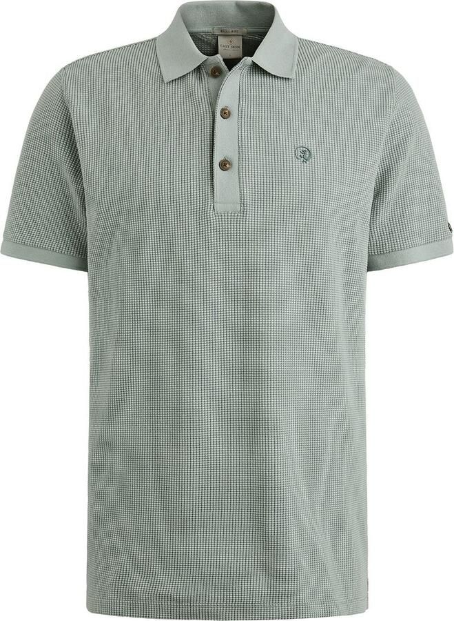 Cast Iron regular polo met ingebreid patroon blauw - Foto 4