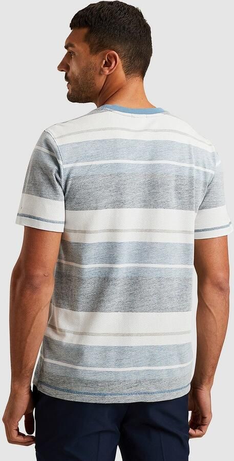 Cast Iron T-shirt Knitted Streep Blauw - Foto 3