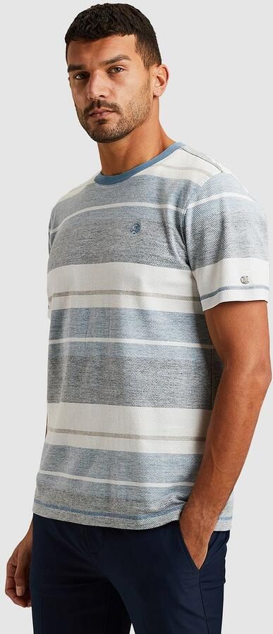 Cast Iron T-shirt Knitted Streep Blauw - Foto 4