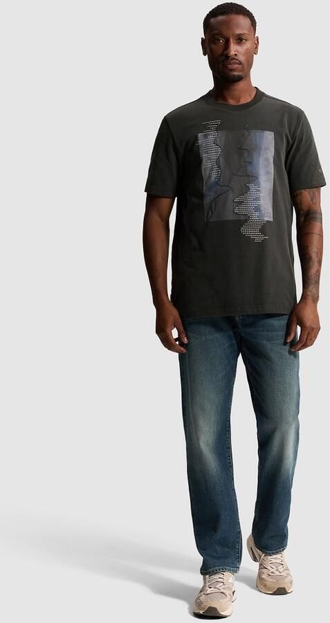 CAST IRON Heren Polo's & T-shirts Short Sleeve R-neck Regular Fit Peached Jersey Antraciet - Foto 8