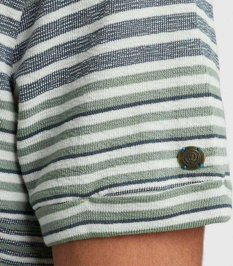 Cast Iron T-shirt Strepen Blauw Groen - Foto 3