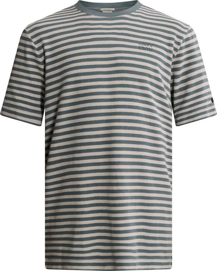CAST IRON Heren Polo's & T-shirts Short Sleeve R-neck Regular Fit Waffle Stripe Blauw - Foto 5