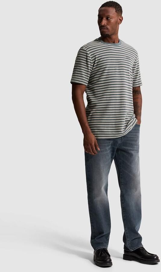 CAST IRON Heren Polo's & T-shirts Short Sleeve R-neck Regular Fit Waffle Stripe Blauw - Foto 7