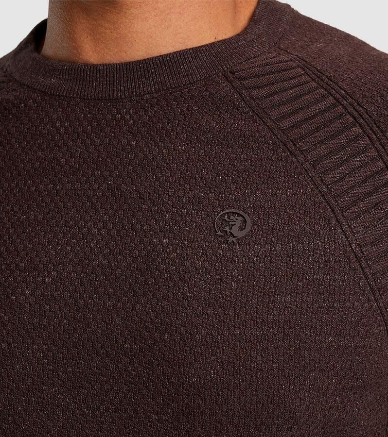 Cast Iron Heather Plated Gebreide Trui Brown Heren - Foto 2