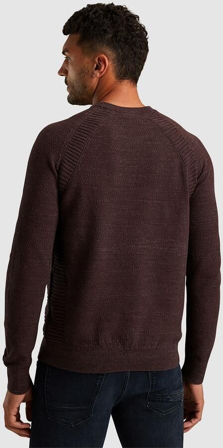 Cast Iron Heather Plated Gebreide Trui Brown Heren - Foto 5