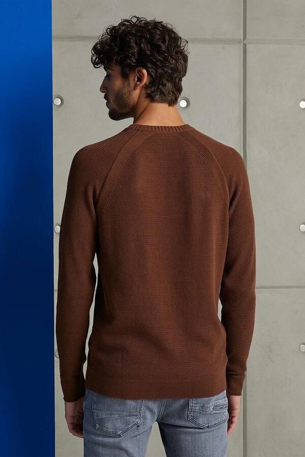 Cast Iron Bronzen Trui R-neck Cotton Structure Solid - Foto 2