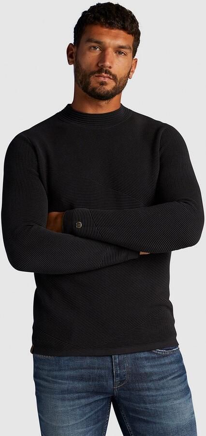 CAST IRON Heren Truien & Vesten Mock Neck Cotton Modal Mockneck Zwart - Foto 4