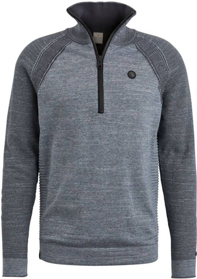 Cast Iron Half Zip Trui Blauw