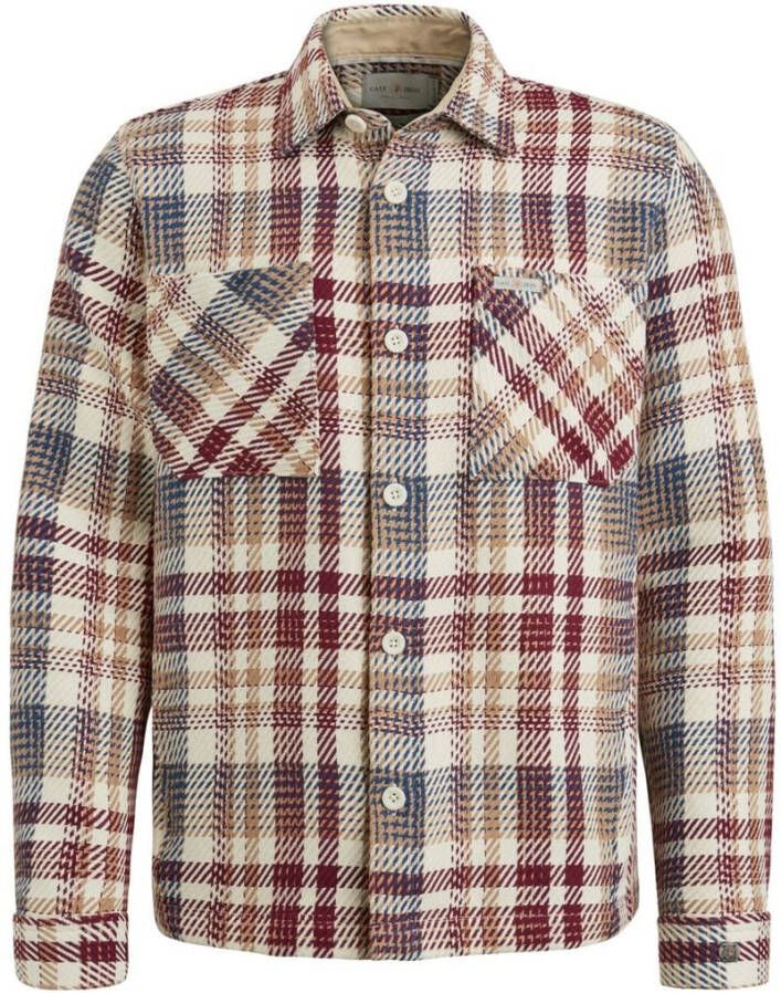 CAST IRON Heren Overshirts Long Sleeve Heavy Check Regular Fit Beige