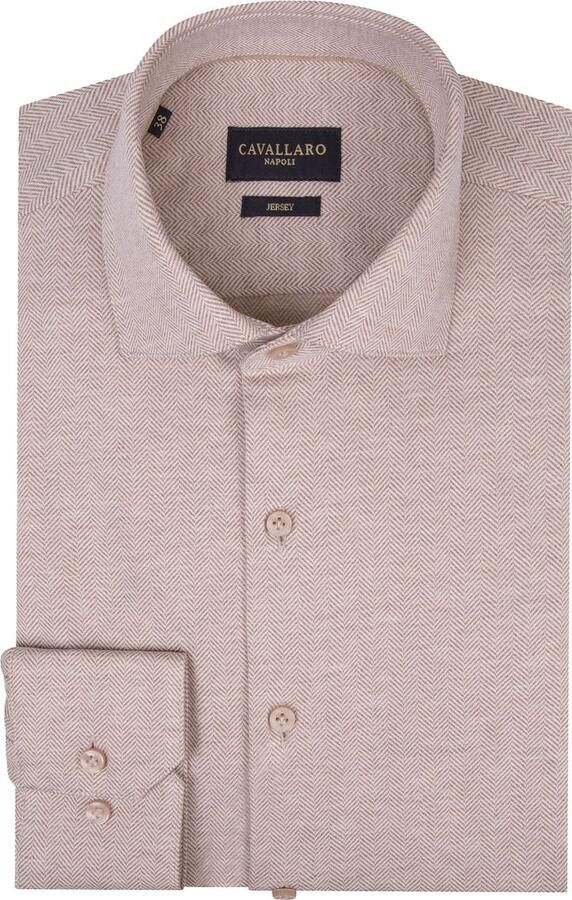 Cavallaro Elegante zandkleurige slim fit overhemd Beige Heren