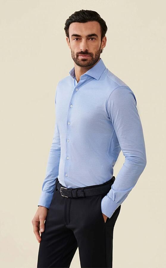 Cavallaro Napoli Cavallaro Piqué Overhemd Lichtblauw - Foto 4