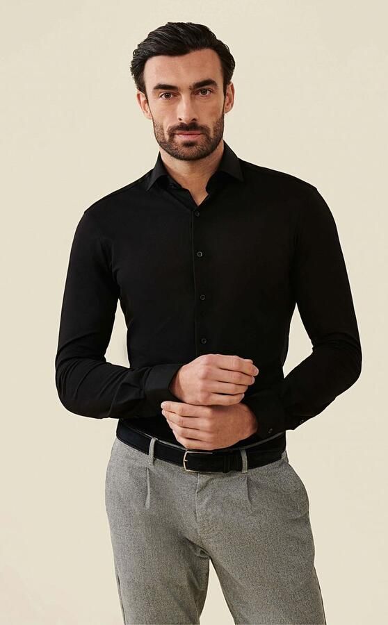 Cavallaro Napoli Cavallaro Piqué Overhemd Zwart - Foto 5