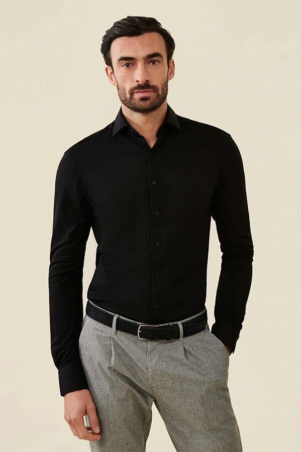 Cavallaro Napoli Cavallaro Piqué Overhemd Zwart - Foto 3