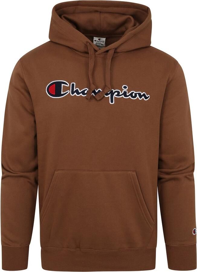 Champion Hoodie Logo Bruin Heren