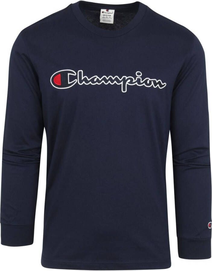Champion Longsleeve T-Shirt Script Logo Navy