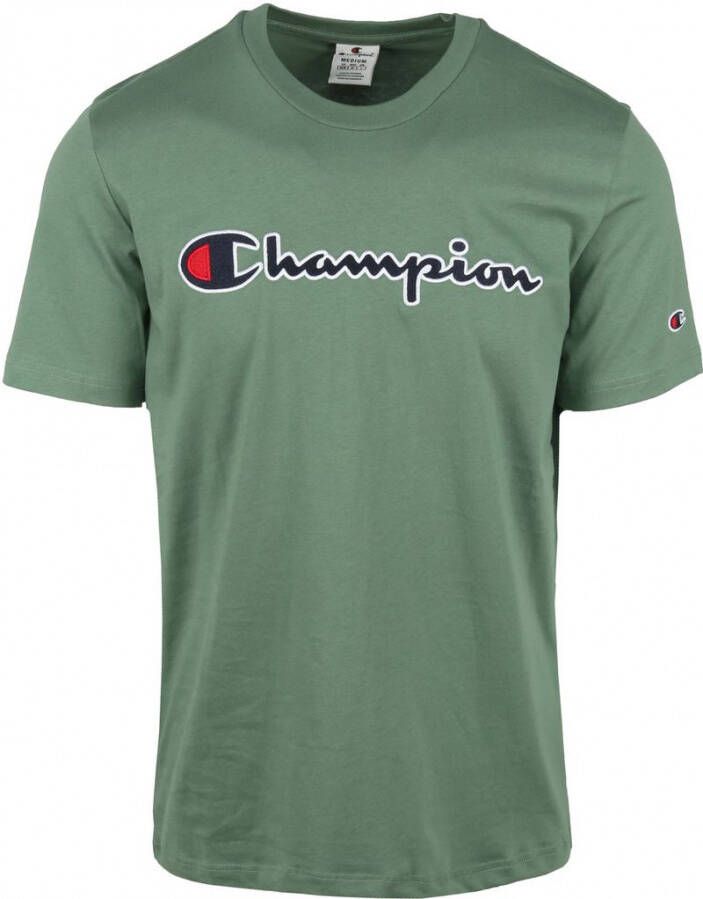 Champion T-shirt script-logo Groen Heren