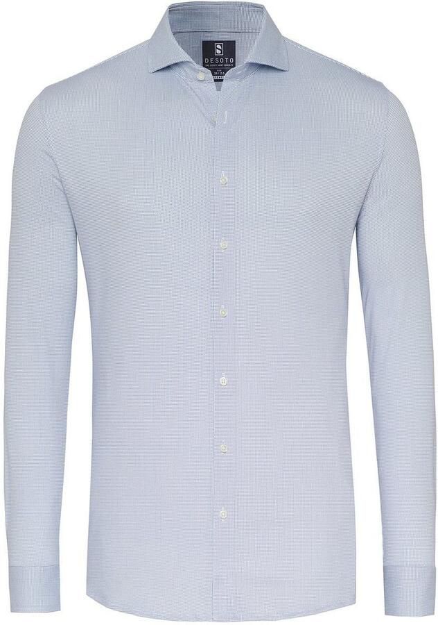 Desoto Essential Overhemd Hai Piqué Dots Blauw
