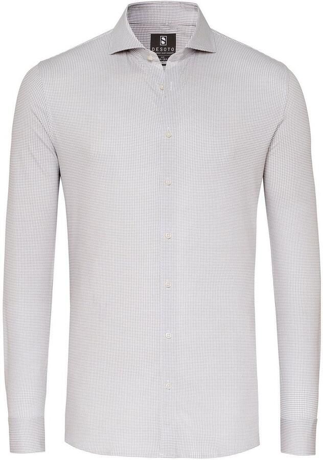 Desoto Overhemd Lange Mouw Essential Overhemd Hai Piqué Pied De Poule Beige - Foto 2