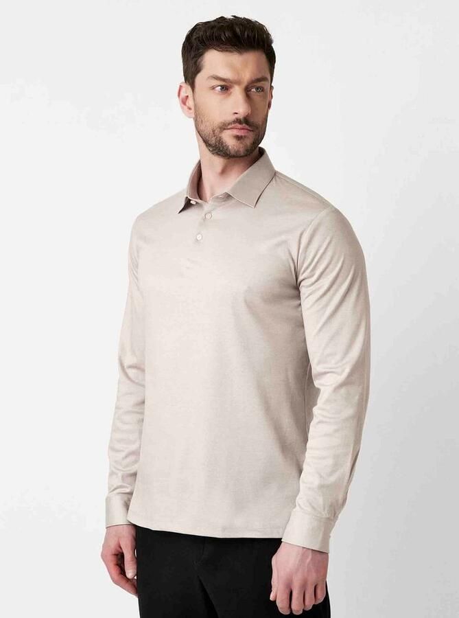 Desoto Longsleeve Poloshirt Essential Beige - Foto 5