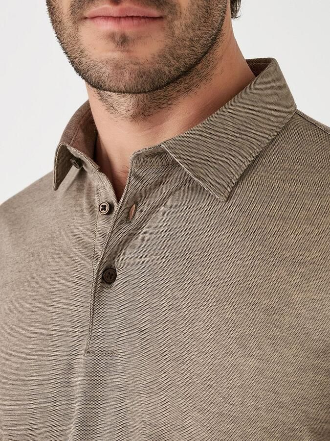 Desoto Longsleeve Poloshirt Essential Bruin - Foto 3