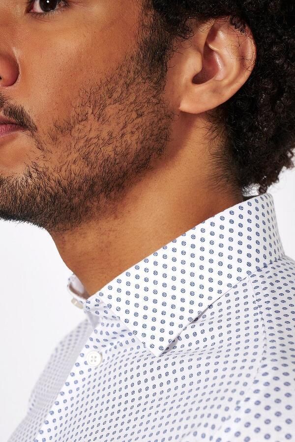 Desoto Businessoverhemd Jersey overhemd Casual Kent lange mouw Flexibele stretch met minimale print Kentkraag - Foto 6