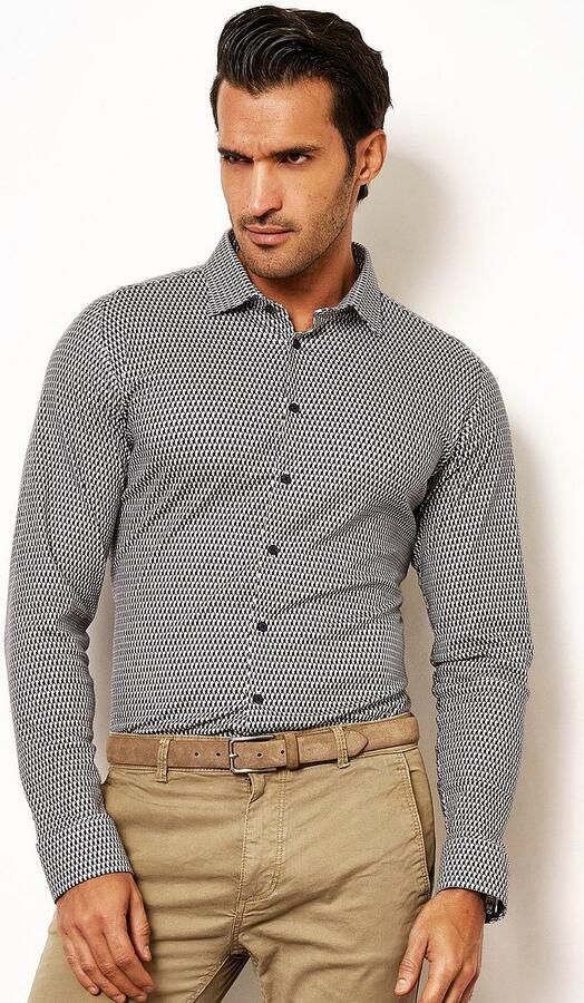 Desoto Overhemd Lange Mouw Overhemd Kubus Navy - Foto 3