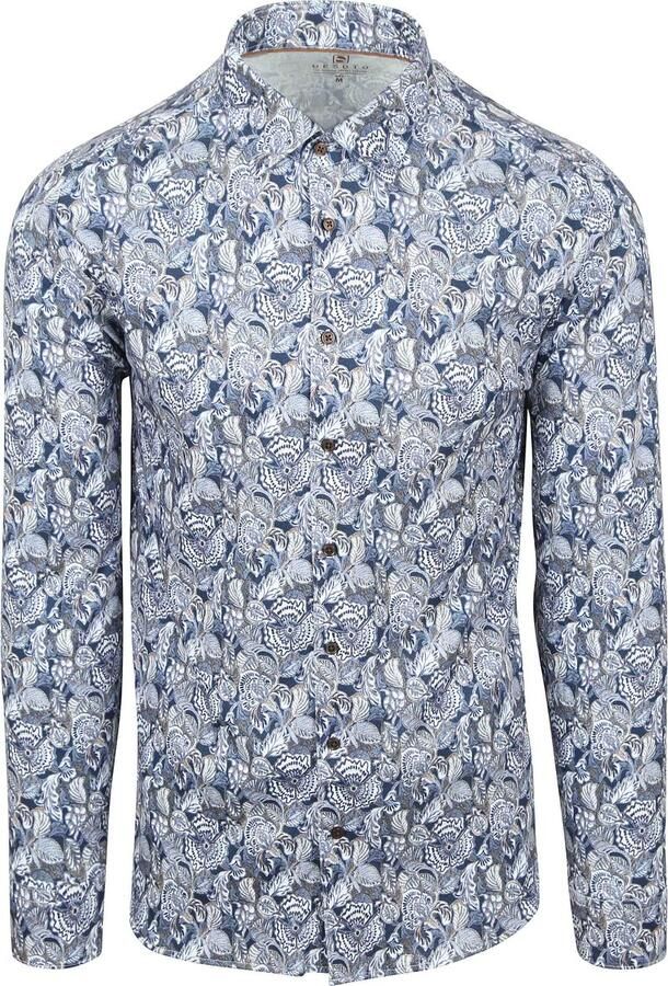 Desoto Overhemd Print Bloem Blauw