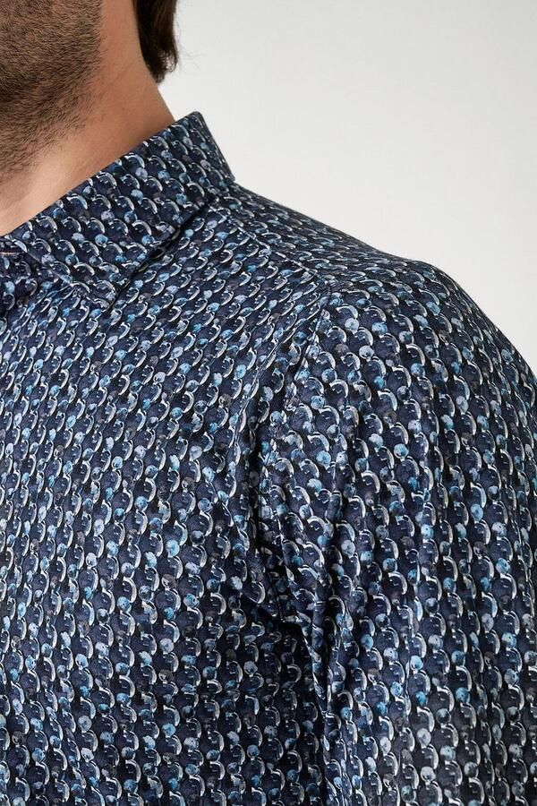 Desoto Overhemd Print Bubbles Navy - Foto 5
